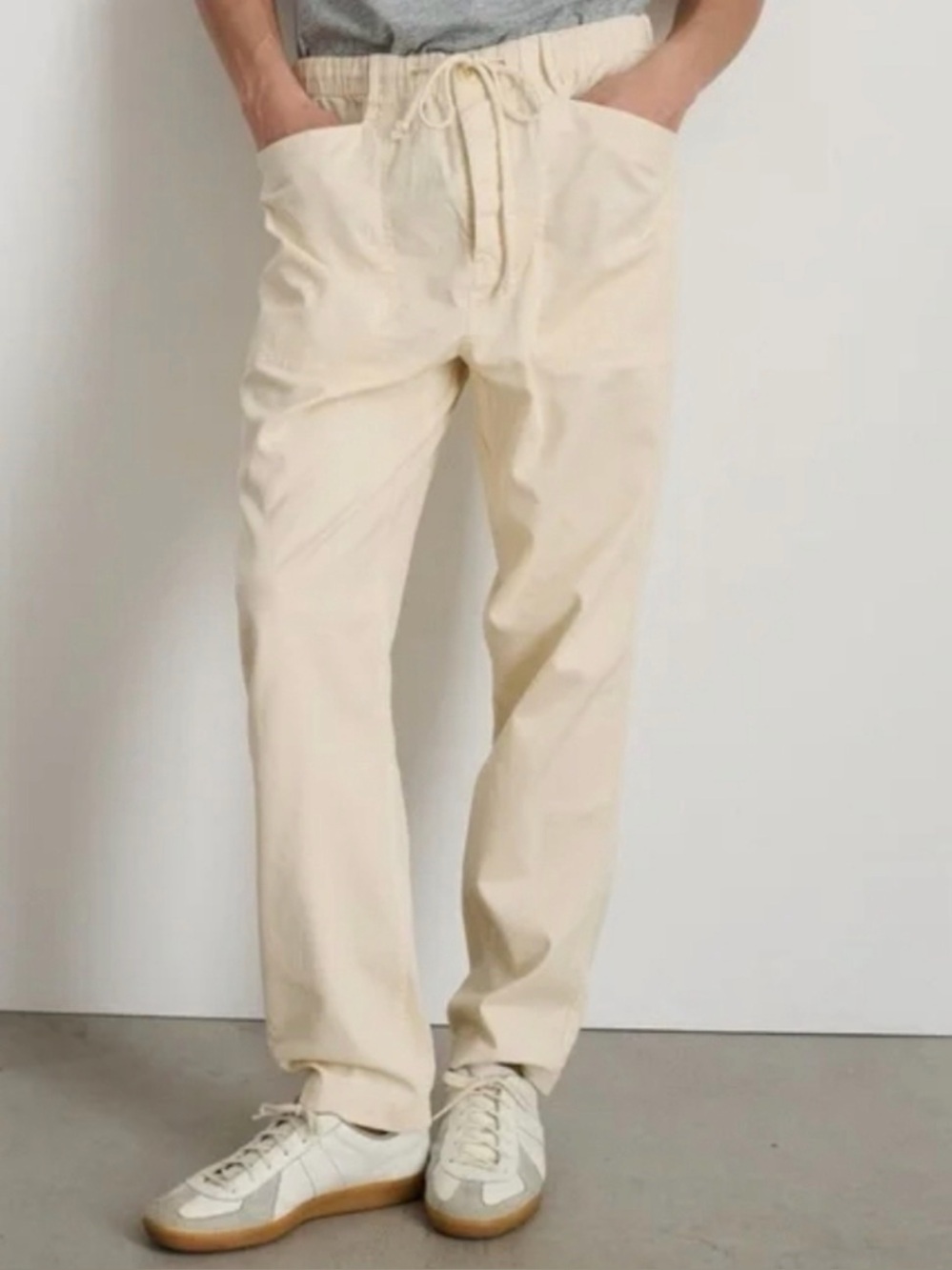 Alex Mill Mens Oat Milk Pull On Button Fly Drawstring Pants Casual Preppy Medium